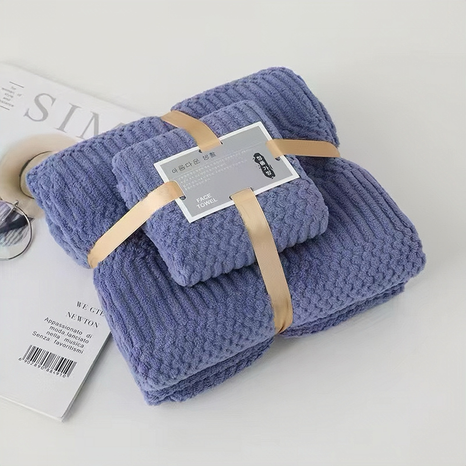 Toalla de coral de peluche de borde conjunto de toalla de baño de color sólido suave absorción de agua toalla de playa material ecológico para el hogar diario