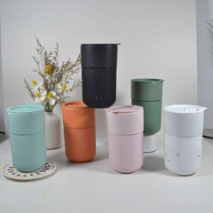 シンプルなファッション陶磁器カップ蓋付きカップグリーンピンク旅行ストレートカップ家庭用オフィスカップ