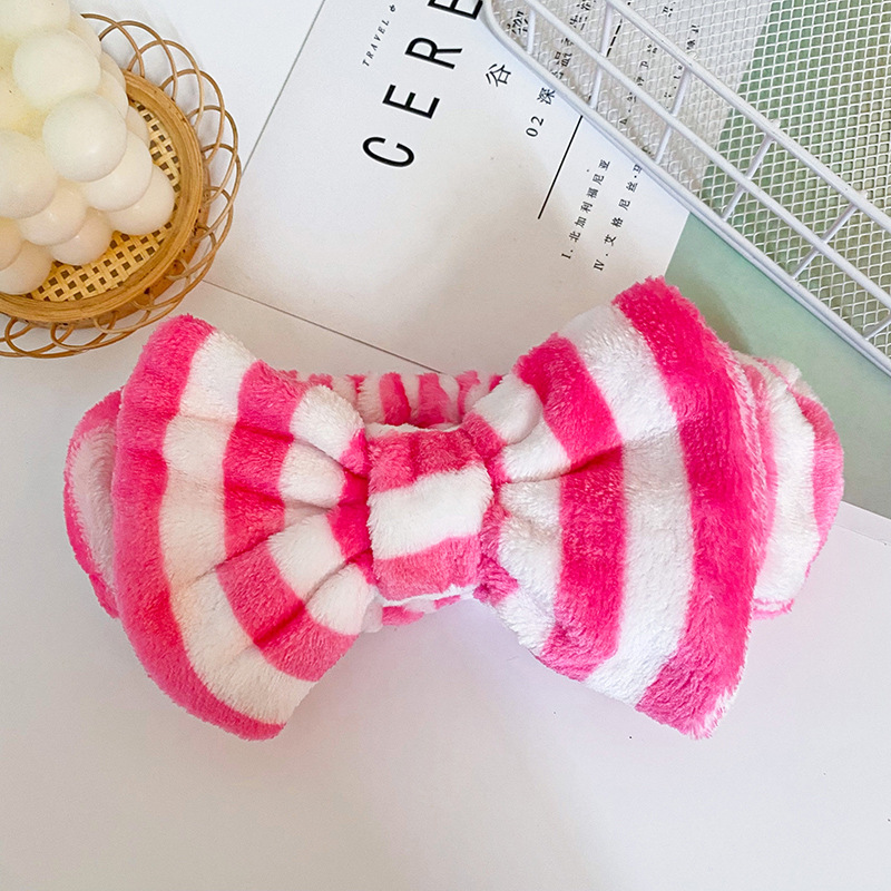 Amazon nuevo estilo bolsa de oreja de terciopelo coral banda de pelo femenino lavado de la cara belleza banda de pelo europeo y americano de gran tamaño arco accesorios para el cabello