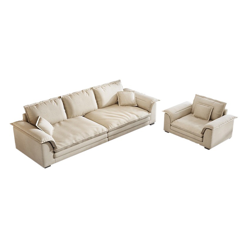 Fábrica gran velero sala de estar sofá súper profundo sentado amplia fila recta estilo crema minimalista italiano gato cero tecnología paño rojo neto