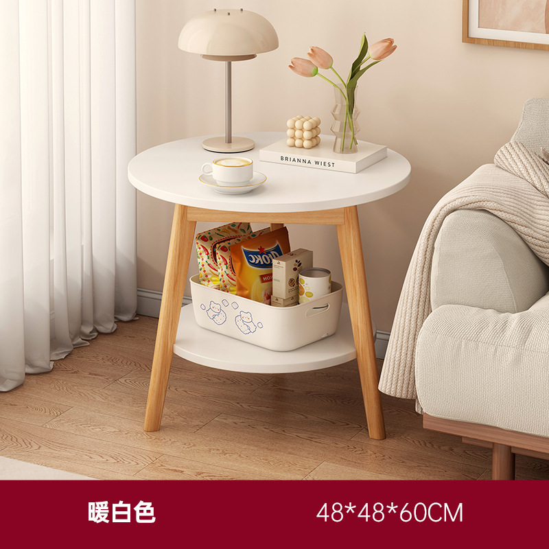Mesa de cabecera de doble capa mesa de té pequeña casa de alquiler al lado de la casa balcón pequeña mesa de té estante de almacenamiento doméstico estante de almacenamiento de dormitorio