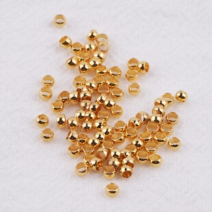 18K gold gold plated round positioning beads spacer beads glossy beads color hollow perforated copper beads beaded material