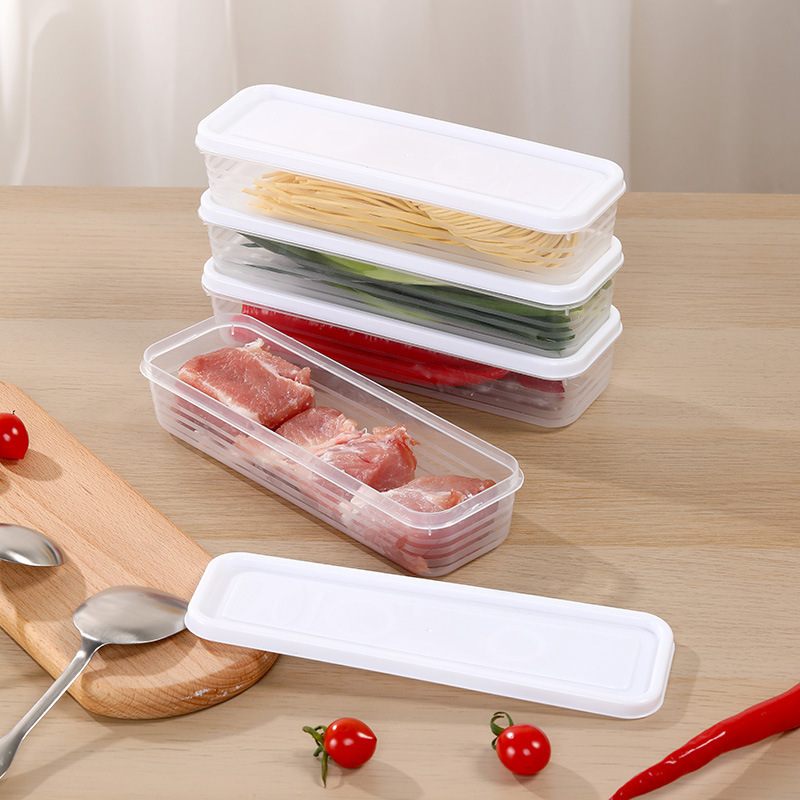 ホームキッチンコリアンダー収納ボックス長方形食品収納ボックスプラスチック冷蔵庫冷蔵密封ネギ保存ボックス|undefined