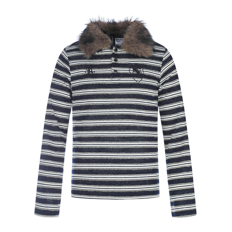 European and American Street Style Men's Sweatshirt with Fur Collar, Striped Long Sleeves, Trendy Brand, Loose Fit, New Versatile Casual Top for Men and Women European and American Street Style Men's Sweatshirt with Fur Collar, Striped Long Sleeves, Trendy Brand, Loose Fit, New Versatile Casual Top for Men and Women