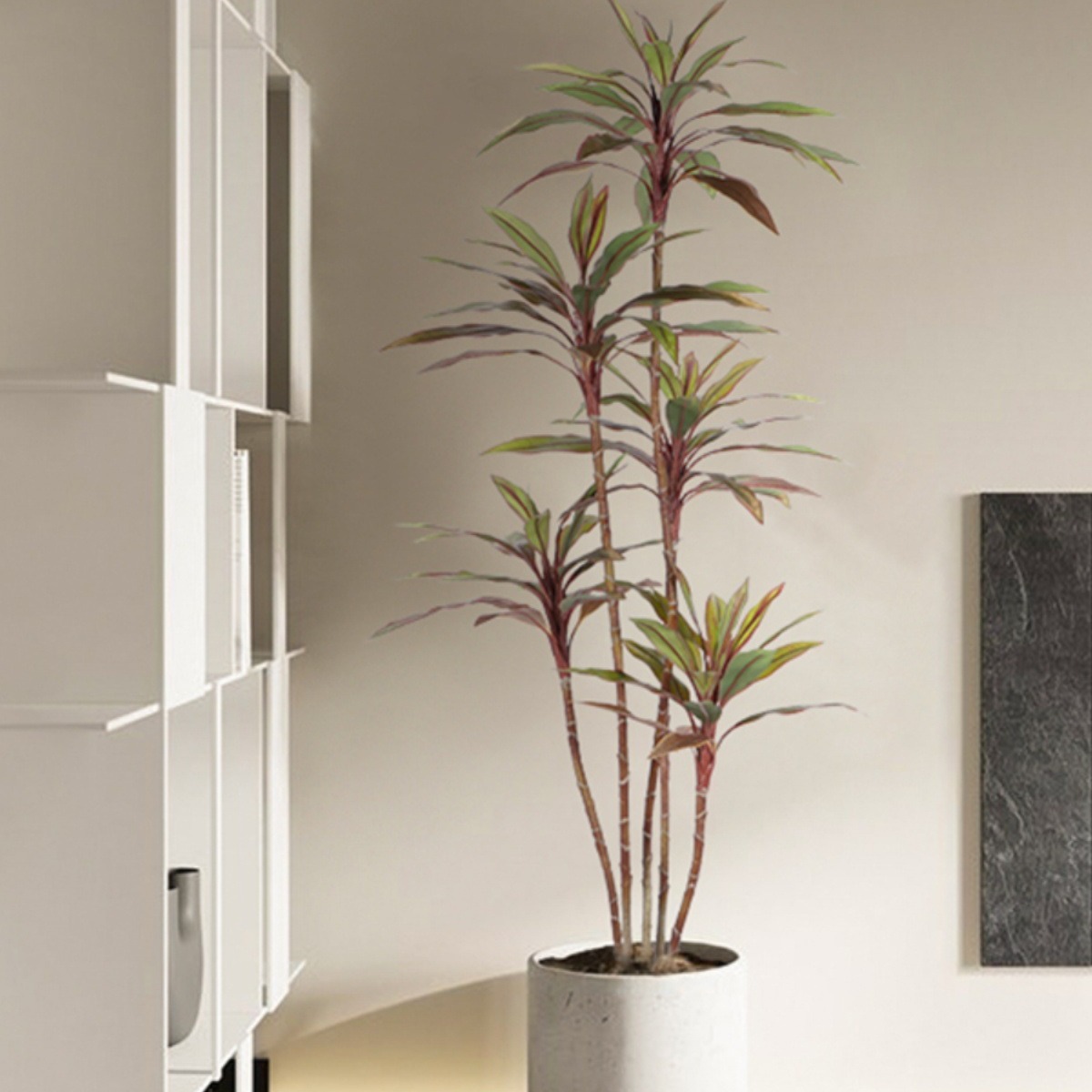 Planta verde de simulación de árbol de Zhujiao, sala de estar interior, piso, árbol falso, planta en maceta de lujo ligero de alta gama, porche, decoración de viento silencioso