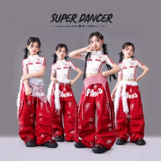 爵士舞服装女童潮酷时髦少儿爵士演出服女团儿童走秀潮服jazz套装