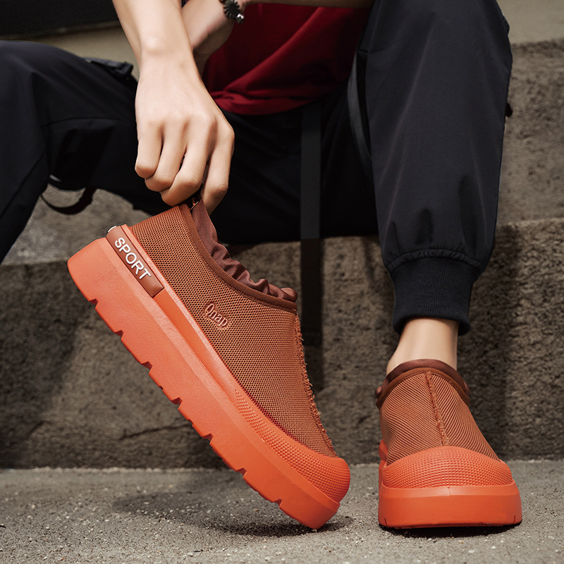 Zapatos de hombre de comercio exterior 2025 zapatos casuales de malla voladora transpirables de verano zapatos de lona perezosos de suela gruesa