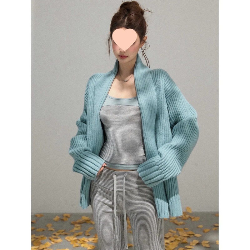 韩系慵懒风套装女纯色外套吊带2025超火穿搭一整套新款垂感休闲裤|undefined