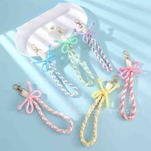 网红条纹蝴蝶结手工diy编织手腕带diy手工彩色手机壳提绳包包挂绳