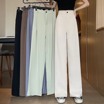 summer Thin section suit Paige Western-style trousers Broad leg Straight trousers Drape Easy Suit pants Mopping the floor trousers