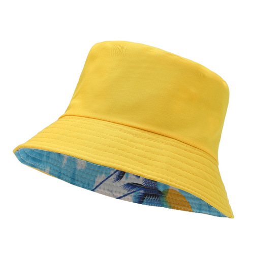 Summer Parent-Child Fishing Hat Korean Style Children's Hat Kids Hat Outdoor Solid Color Sun Protection Hat Dual-Sided Bowl Hat