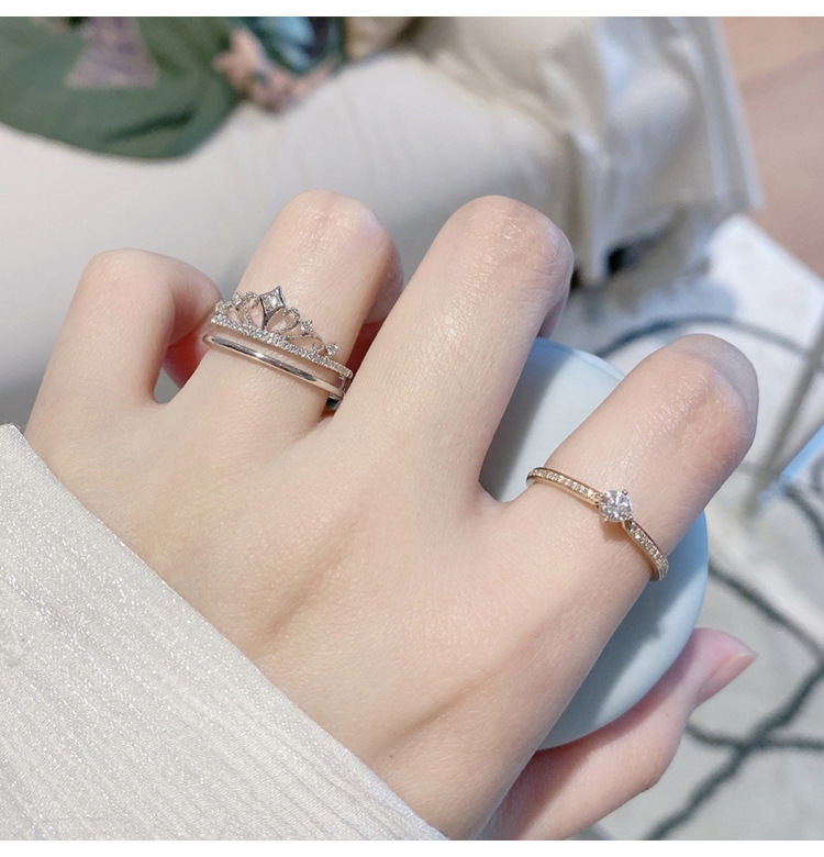 Rings Classification Modern Style Crown Copper Plating Inlay Artificial Diamond Rings