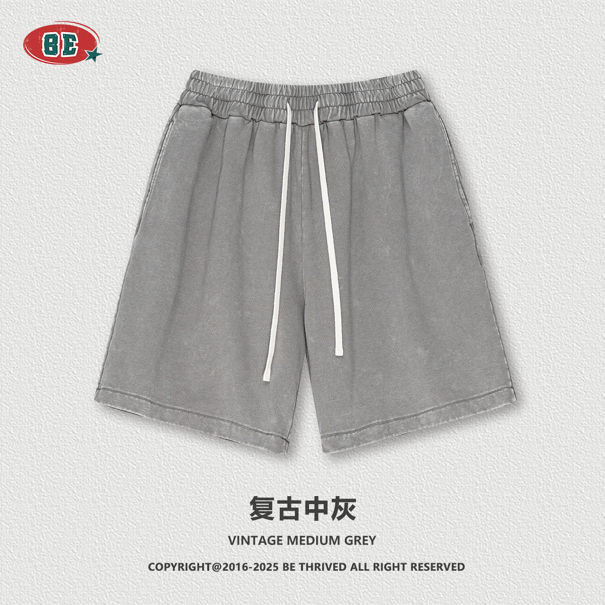 Pantalones Cortos Deportivos Lavados de Algodón