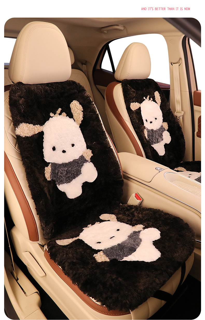 Winter Pure Wool Car Seat Cushion Small Cartoon Unisex Cute Cartoon Bear Warm Plush Seat Cushion
