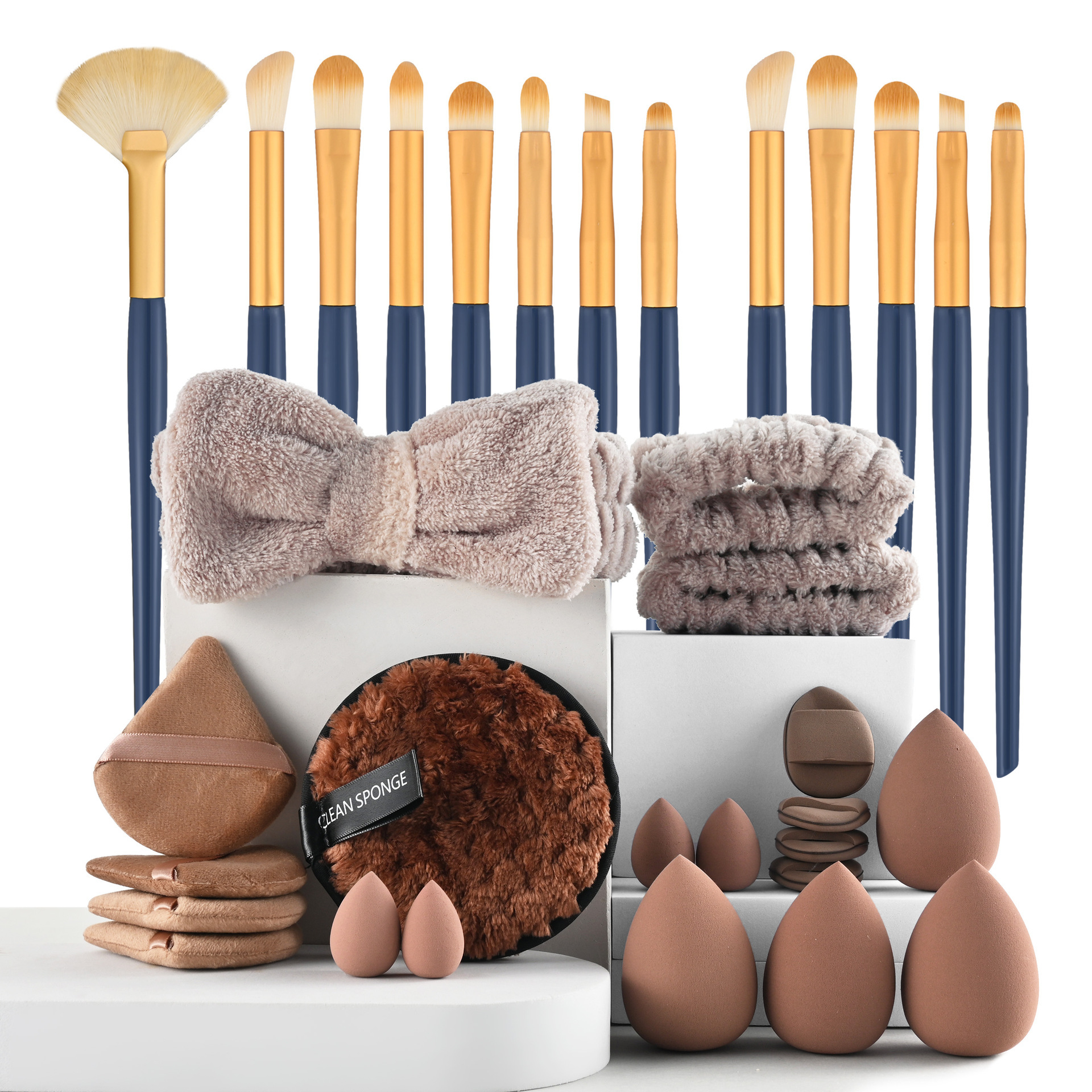 Conjunto de polvo personalizado 40pc cepillo grande combinación de lavado de cara maquillaje polvo transfronterizo conjunto completo de 46 herramientas de maquillaje de cepillo