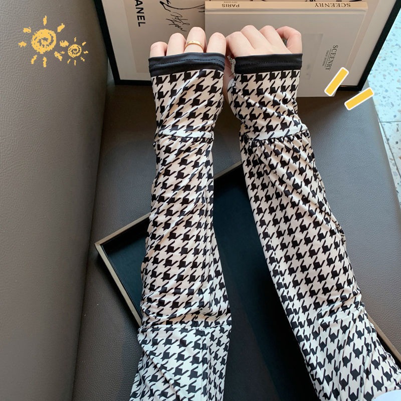 (2개) 선스크린 소매 여성의 플러스 사이즈 느슨한 아이스 실크 운전 소매 여름 UV 보호 여행 장갑 소매 편지 아이스 소매