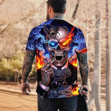 复古休闲男式3D打印T恤短袖圆领衬衫春夏服装