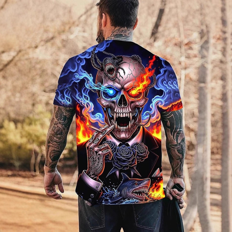 Vintage Casual Men's 3D Printing T-Shirt Short Sleeve Round Neck Shirt Spring Summer Clothing