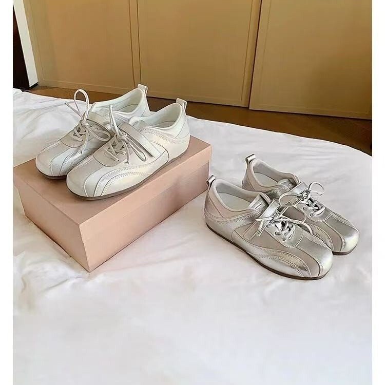 Trainee-Style German Training Shoes~5Cm Height-Increasing Satin Velcro Casual Ballet Shoes Women's Racing Shoes Forrest Gump Shoes for Spring and Autumn Trainee-Style German Training Shoes~5Cm Height-Increasing Satin Velcro Casual Ballet Shoes Women's Racing Shoes Forrest Gump Shoes for Spring and Autumn