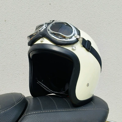 500Tx Helmet Half Helmet, Motosiklet kaskı (dəbilqə) - milk-white-pilot-glasses-s
