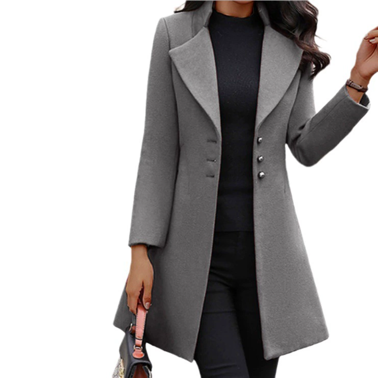 Demi-season long jacket, woolen coat, Korean style, mid-length, European style
