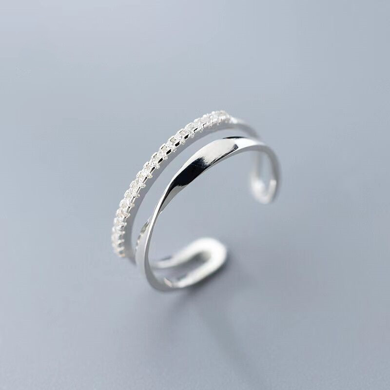 925 Sterling Silver Mobius Double-Layer Open Ring Women's Niche Design Sense of Design Stylish Ring Autum Trend 925 Sterling Silver Mobius Double-Layer Open Ring Women's Niche Design Sense of Design Stylish Ring Autum Trend