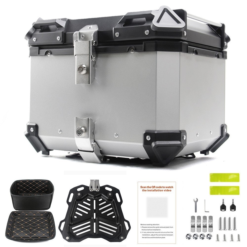 45L / 55L / 65L / 80L / 100L cajas traseras de aleación de aluminio de desmontaje rápido cajas traseras de motocicleta cajas traseras de almacenamiento de vehículos eléctricos