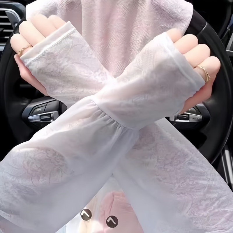 夏のレースの優しい妖精スタイルの日焼け止めアイススリーブ薄い運転屋外日焼け止めルーズスリーブ女性のアイスシルクスリーブ|undefined
