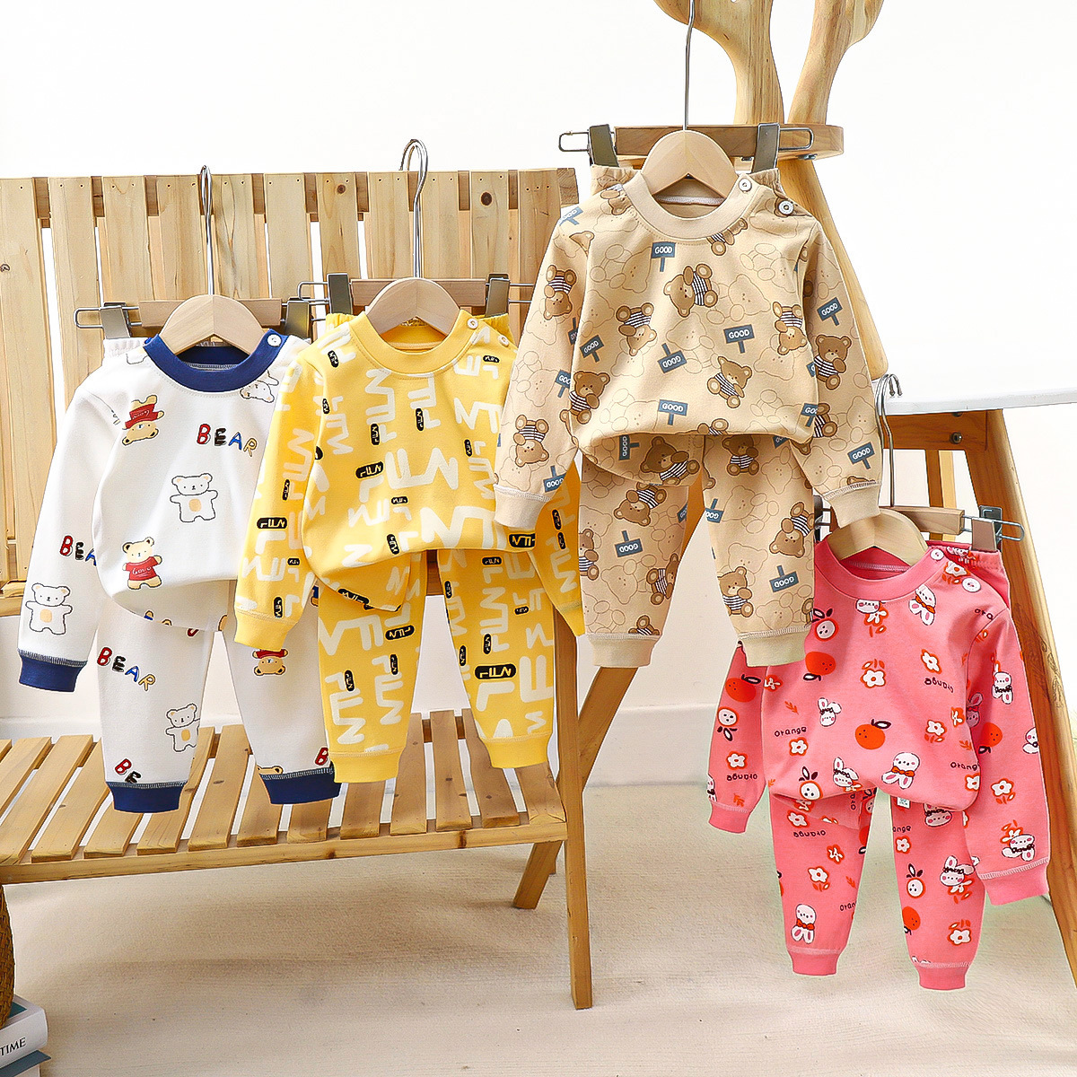 2025 children's cotton underwear suit boys and girls pajamas autumn pants suit a generation of hair
