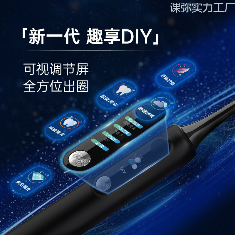 New-Smart Screen Display/Visual Soft-Bristle Waterproof Sonic Electric Toothbrush in Stock Wholesale