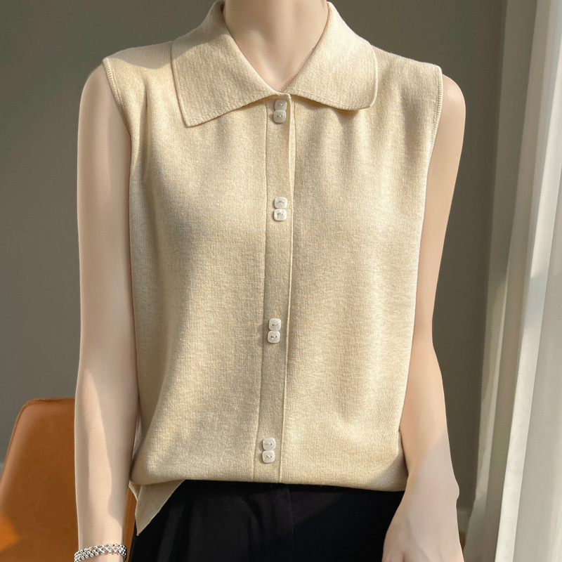 Gentle Healing Polo Collar Camisole Women's Underwear 2024 New Summer Lapel Sleeveless Sweater Bottoming