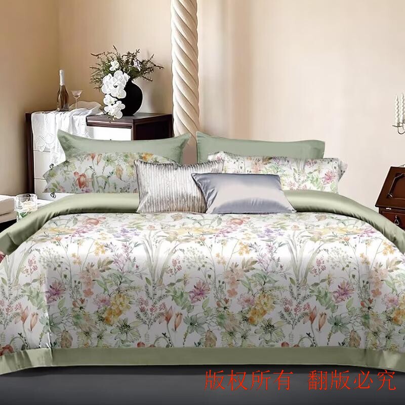 Four-Piece Set of 40-Count Long-Staple Cotton Bed Sheetss, Fitted Bed Sheetss, and Craft Four-Piece Sets Support Customization of Various Export Sizes