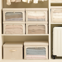 W6OI百纳箱布艺衣服收纳箱家用大容量整理师衣柜折叠整理