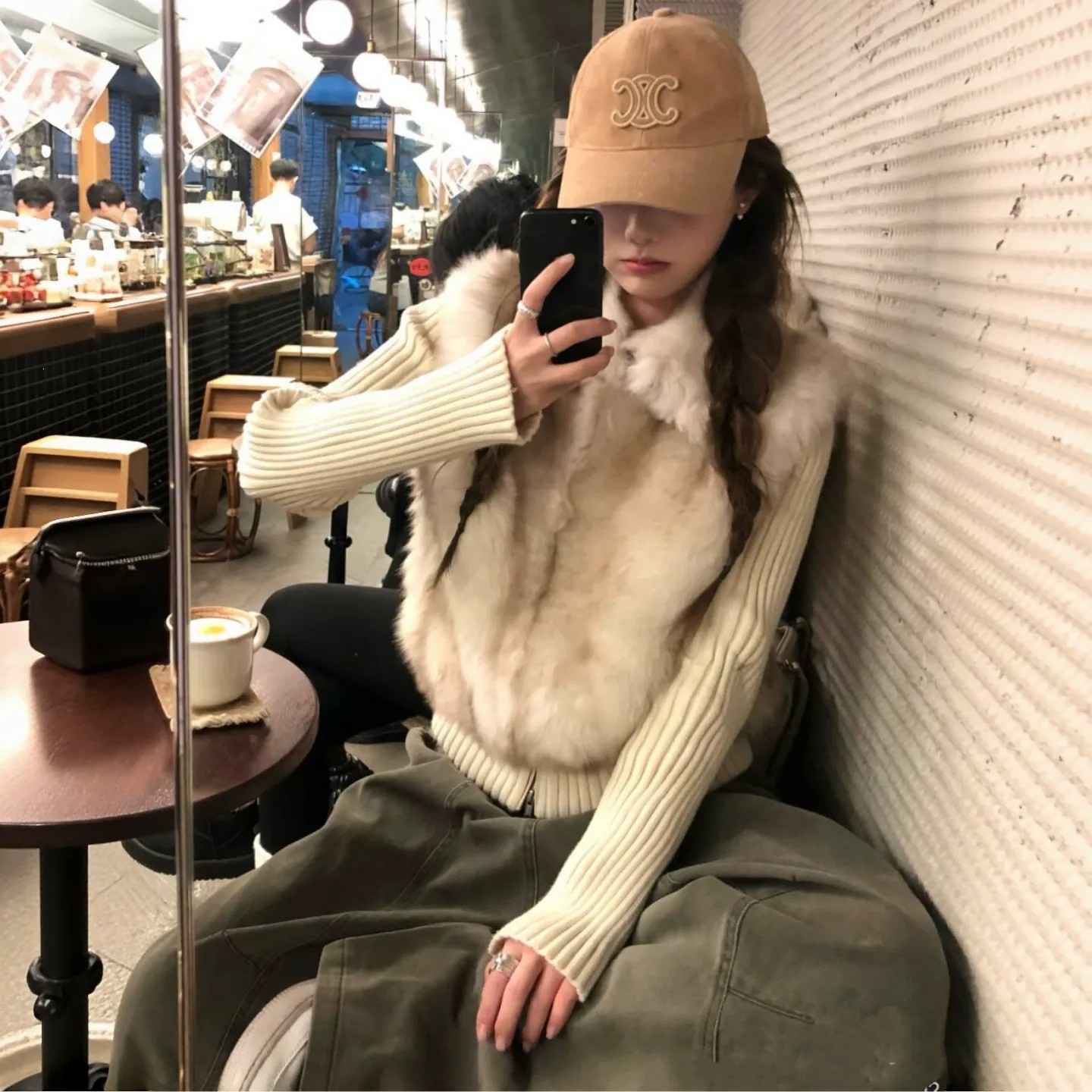 高品质皮草毛毛外套女2026年冬季新款短款小个子针织袖棉服灰色