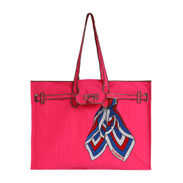 로즈 실크 스카프 매듭 토트백