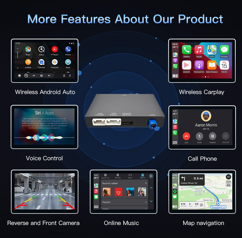 Wireless Carplay Decoder Android Auto Module for Mercedes-Benz NTG4.5 NTG5.0