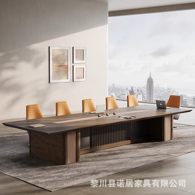 大型会议桌长桌高档会议室工作商务简约现代中式长条接待洽谈桌椅