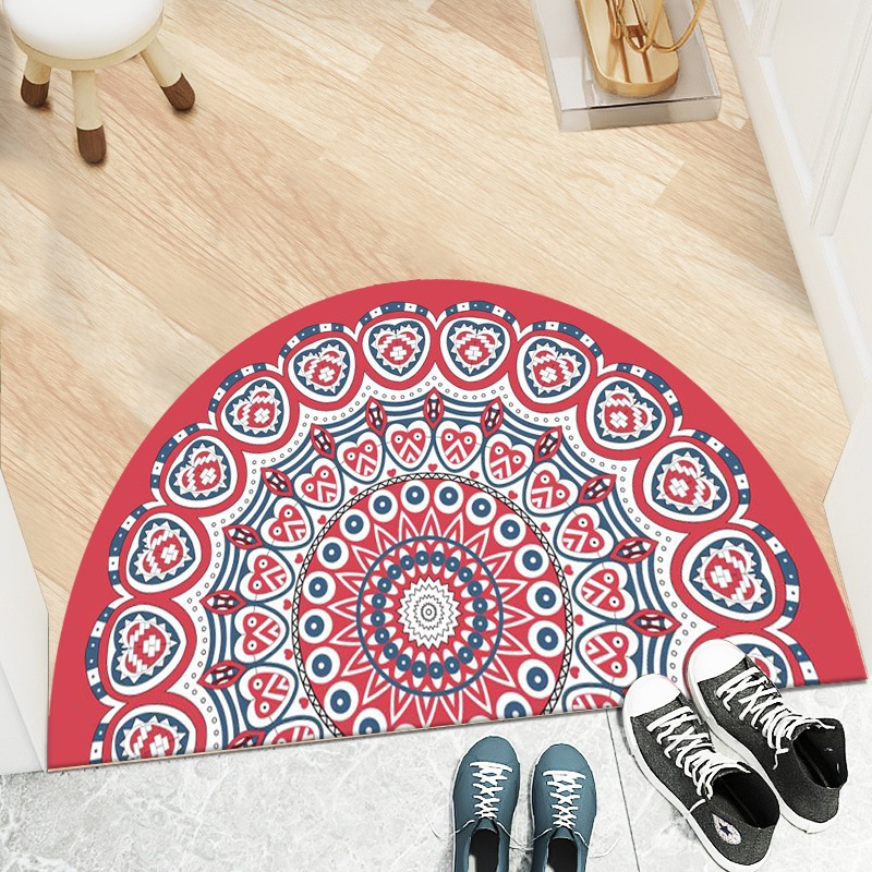 Transfronterizo retro estilo étnico semicírculo alfombra del piso del hogar dormitorio antideslizante alfombra del piso cuarto de baño puerta de entrada mat
