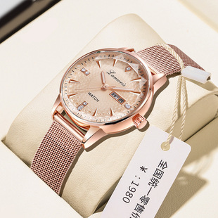 New Waterproof Luminous Ultra-Thin Women's Watch Milan Mesh Belt Calendar Girls' Watch Student Fashion Brand Watch