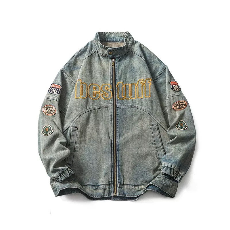 Youth Popular Washed Denim Jacket Coat Retro Hong Kong Style Long Sleeve Collar Fashionable Design Sense for Teenagers and Girls Youth Popular Washed Denim Jacket Coat Retro Hong Kong Style Long Sleeve Collar Fashionable Design Sense for Teenagers and Girls