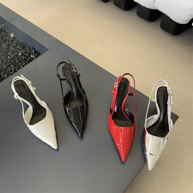 2024 nuovo autunno e l'estate scarpe a spillo francesi con punta a punta temperamento dorato sandali cavi con punta a punta per le donne tacchi alti_voghion.com