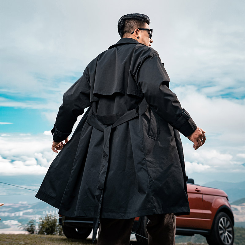 트렌디 한 브랜드 플러스 사이즈 남성 의류 플러스 사이즈 맞춤형 뚱뚱한 남자 가을 200kg 중간 길이의 트렌치 코트