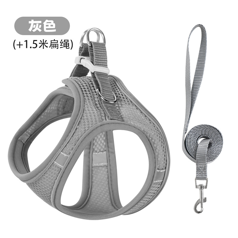 Nuevo chaleco con correa para mascotas, arnés reflectante para gatos y perros, cuerda para caminar para gatos, suministros para mascotas, fuente en stock