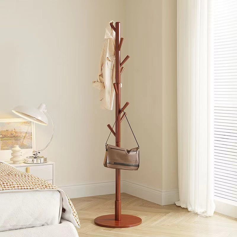 Solid Wood Laminate Floor-Standing Coat Rack Dormitory Internet Celebrity Clothes Rack Bedroom Living Room Entrance Hall Bag Rack Storage Rack