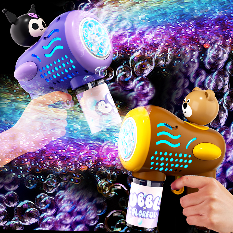 Nueva máquina de burbujas Kulomi 2025, juguete de burbujas eléctrico para niños, máquina de burbujas de mano con luz de espuma porosa
