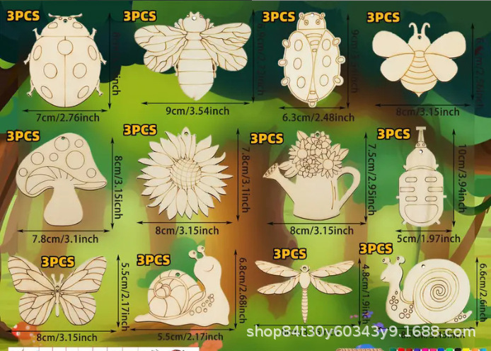 DIY Handmade Craft Wooden Puzzle Blanks Decorative Toy Set for Children Assembly and Painting