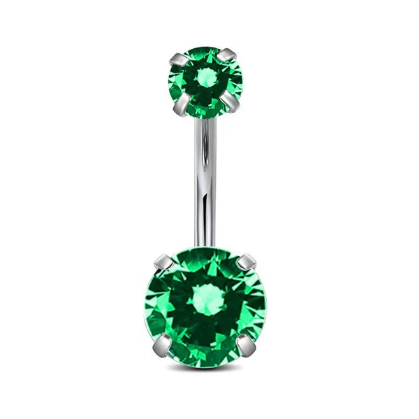 Titanium Alloy Four-Prong Navel Nail-Emerald