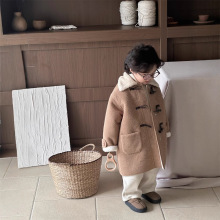 童装女童毛呢外套秋冬装2024新款韩版儿童加厚上衣男宝加绒呢大衣