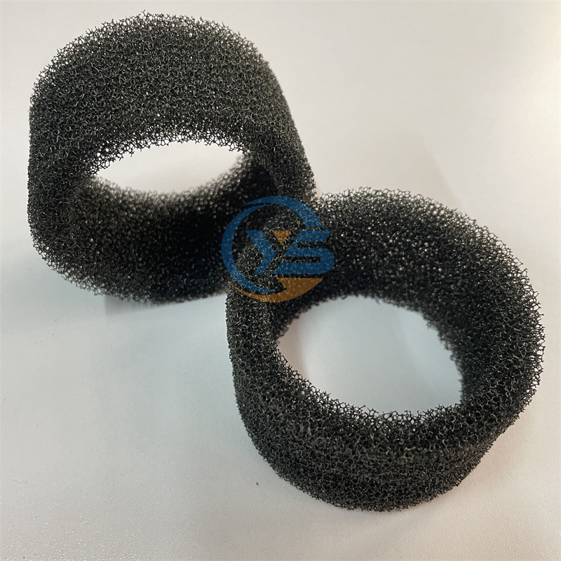 工业机械防尘减震过滤棉垫圈50PPI黑色空心海绵蜂窝网状进水过滤