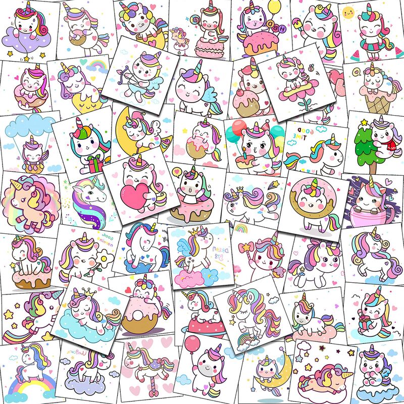 Cute Cartoon Unicorn Temporary Tattoo Stickers for Children, Arm Stickers for Cross-Border Sales, TEMU Amazon Tattoo Europe and America